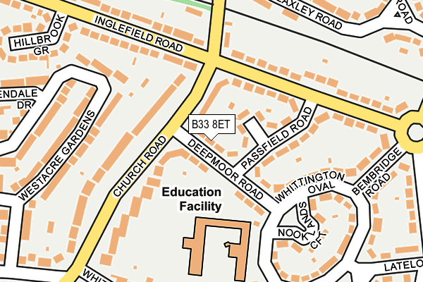 B33 8ET map - OS OpenMap – Local (Ordnance Survey)