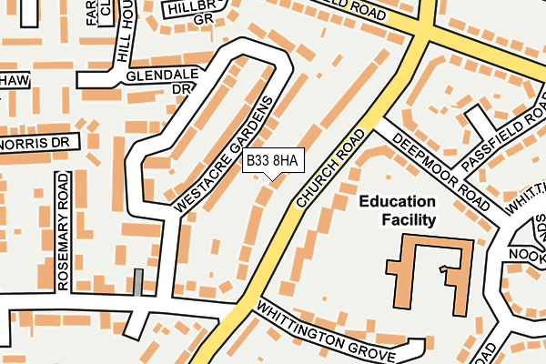 B33 8HA map - OS OpenMap – Local (Ordnance Survey)