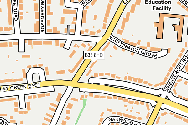 B33 8HD map - OS OpenMap – Local (Ordnance Survey)