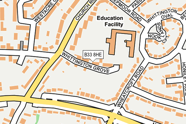 B33 8HE map - OS OpenMap – Local (Ordnance Survey)