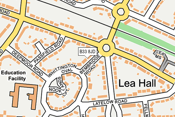 B33 8JD map - OS OpenMap – Local (Ordnance Survey)