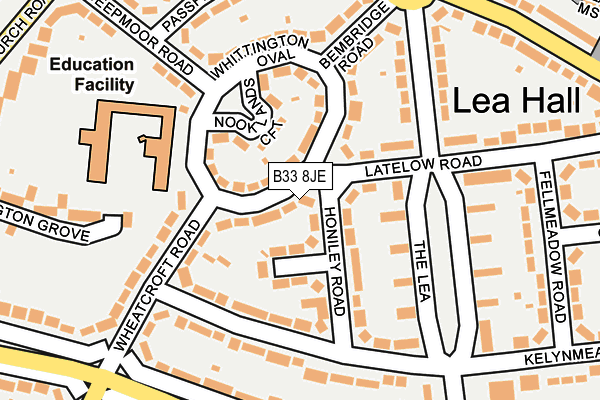 B33 8JE map - OS OpenMap – Local (Ordnance Survey)