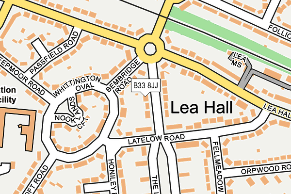 B33 8JJ map - OS OpenMap – Local (Ordnance Survey)