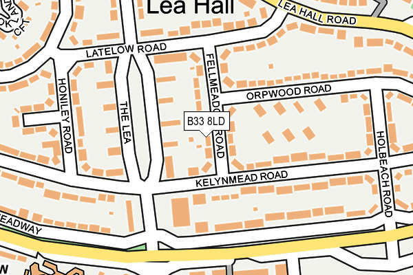 B33 8LD map - OS OpenMap – Local (Ordnance Survey)