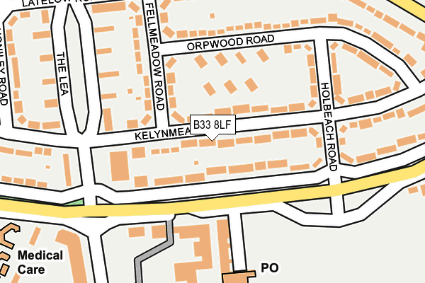 B33 8LF map - OS OpenMap – Local (Ordnance Survey)