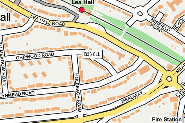 B33 8LL map - OS OpenMap – Local (Ordnance Survey)