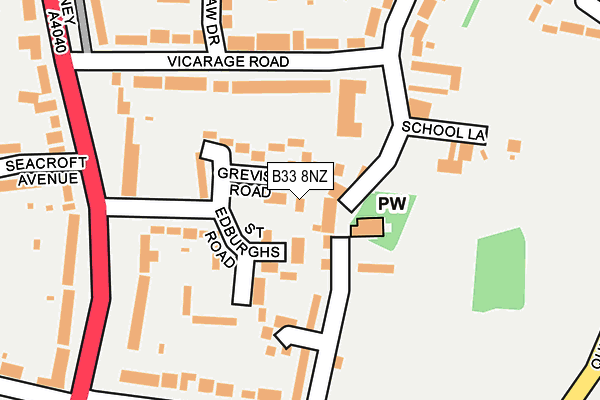 B33 8NZ map - OS OpenMap – Local (Ordnance Survey)
