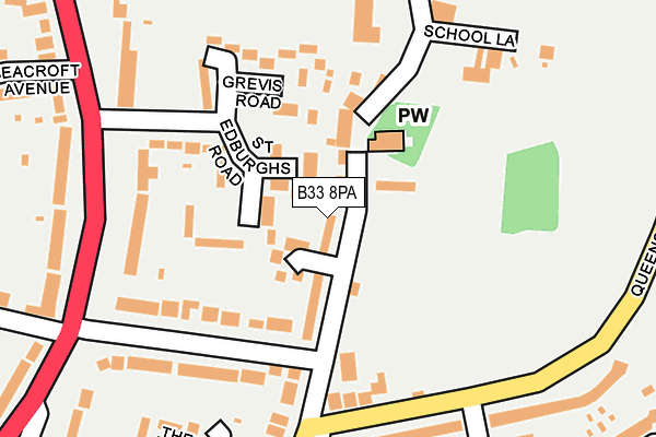 B33 8PA map - OS OpenMap – Local (Ordnance Survey)