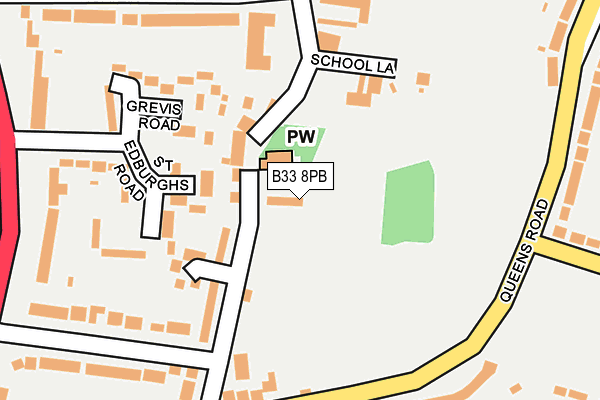 B33 8PB map - OS OpenMap – Local (Ordnance Survey)