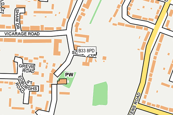 B33 8PD map - OS OpenMap – Local (Ordnance Survey)