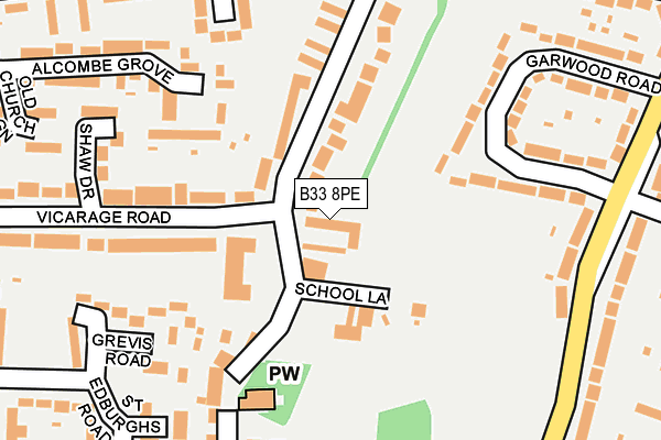 B33 8PE map - OS OpenMap – Local (Ordnance Survey)