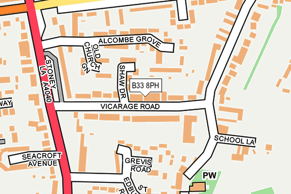 B33 8PH map - OS OpenMap – Local (Ordnance Survey)