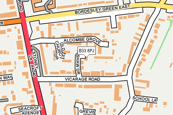 B33 8PJ map - OS OpenMap – Local (Ordnance Survey)