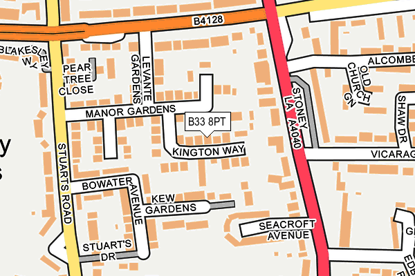 B33 8PT map - OS OpenMap – Local (Ordnance Survey)