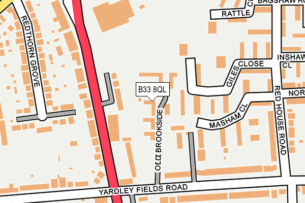 B33 8QL map - OS OpenMap – Local (Ordnance Survey)