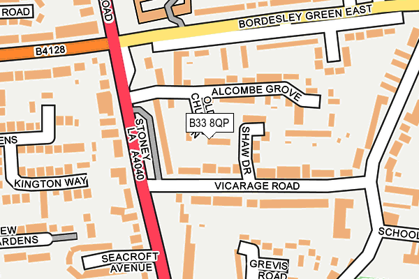 B33 8QP map - OS OpenMap – Local (Ordnance Survey)