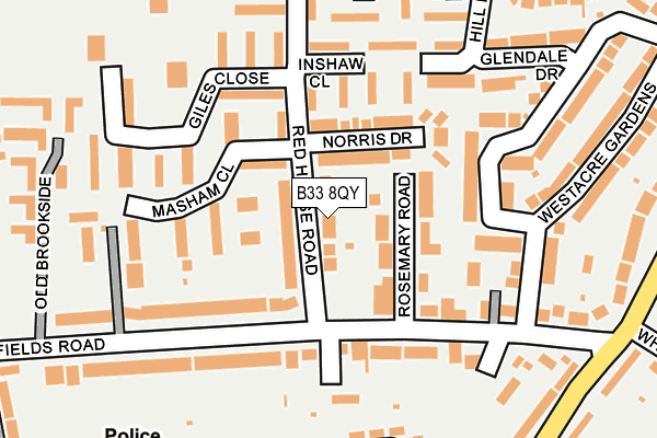 B33 8QY map - OS OpenMap – Local (Ordnance Survey)