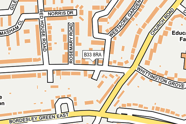B33 8RA map - OS OpenMap – Local (Ordnance Survey)