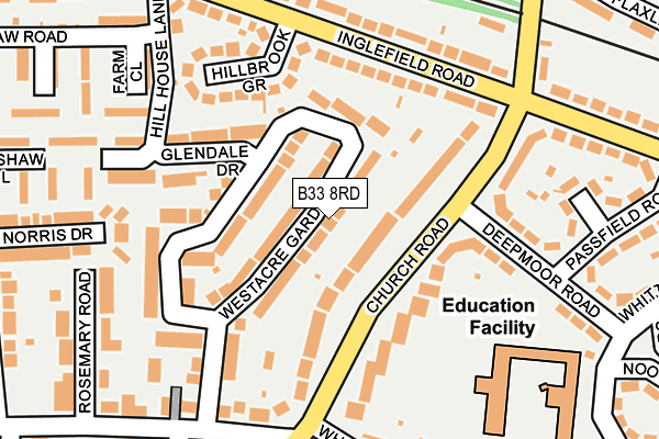 B33 8RD map - OS OpenMap – Local (Ordnance Survey)