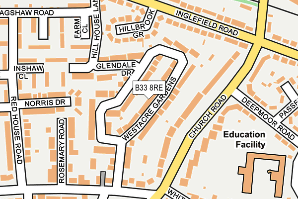 B33 8RE map - OS OpenMap – Local (Ordnance Survey)