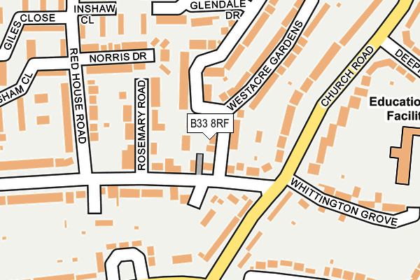 B33 8RF map - OS OpenMap – Local (Ordnance Survey)