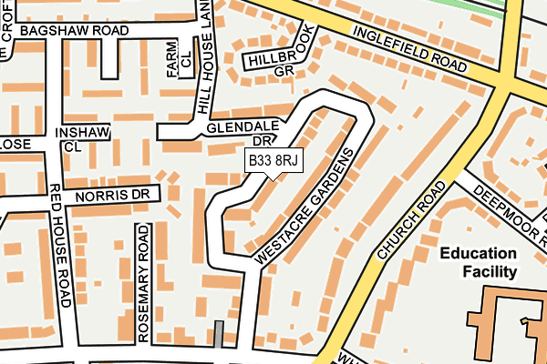 B33 8RJ map - OS OpenMap – Local (Ordnance Survey)