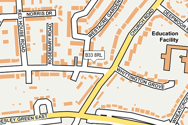 B33 8RL map - OS OpenMap – Local (Ordnance Survey)