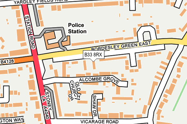 B33 8RX map - OS OpenMap – Local (Ordnance Survey)