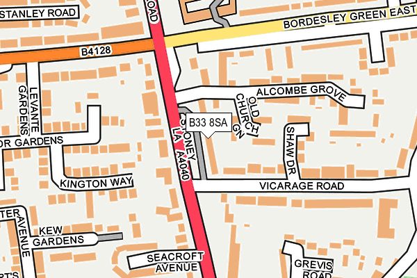 B33 8SA map - OS OpenMap – Local (Ordnance Survey)