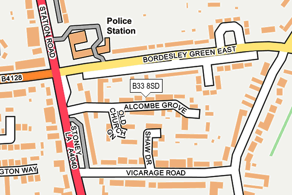 B33 8SD map - OS OpenMap – Local (Ordnance Survey)