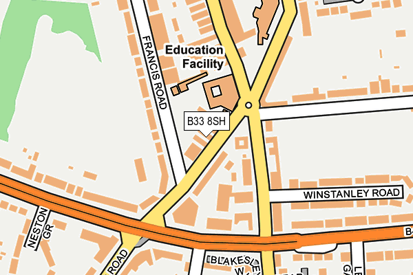 B33 8SH map - OS OpenMap – Local (Ordnance Survey)