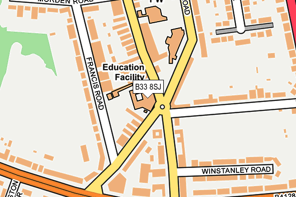 B33 8SJ map - OS OpenMap – Local (Ordnance Survey)
