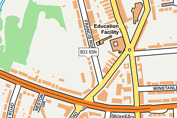 B33 8SN map - OS OpenMap – Local (Ordnance Survey)