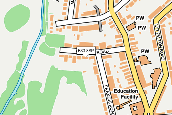 B33 8SP map - OS OpenMap – Local (Ordnance Survey)