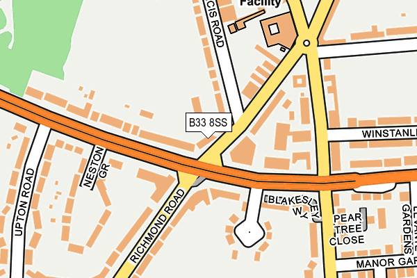 B33 8SS map - OS OpenMap – Local (Ordnance Survey)