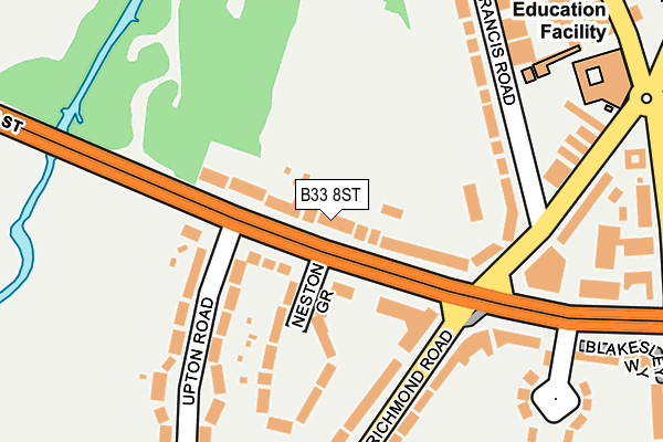 B33 8ST map - OS OpenMap – Local (Ordnance Survey)
