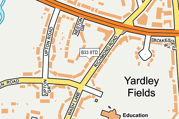 B33 8TD map - OS OpenMap – Local (Ordnance Survey)