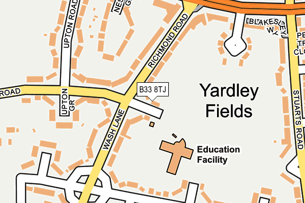 B33 8TJ map - OS OpenMap – Local (Ordnance Survey)