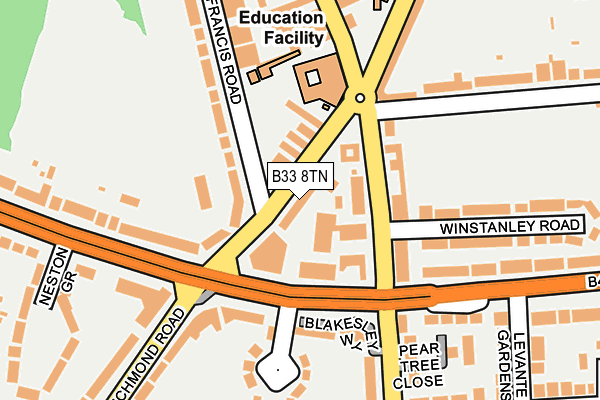 B33 8TN map - OS OpenMap – Local (Ordnance Survey)