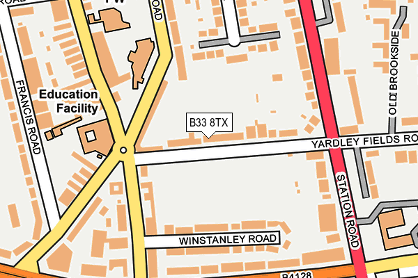 B33 8TX map - OS OpenMap – Local (Ordnance Survey)