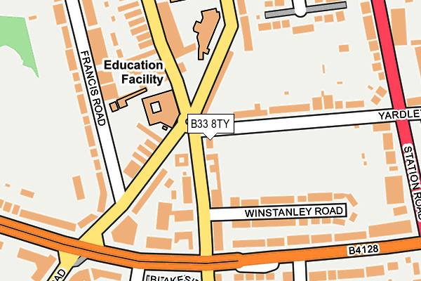 B33 8TY map - OS OpenMap – Local (Ordnance Survey)