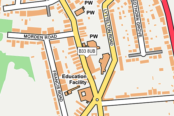 B33 8UB map - OS OpenMap – Local (Ordnance Survey)