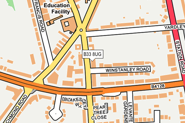 B33 8UG map - OS OpenMap – Local (Ordnance Survey)