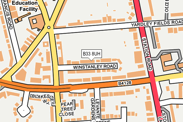 B33 8UH map - OS OpenMap – Local (Ordnance Survey)