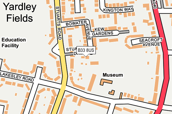 B33 8US map - OS OpenMap – Local (Ordnance Survey)