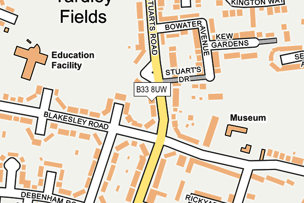 B33 8UW map - OS OpenMap – Local (Ordnance Survey)