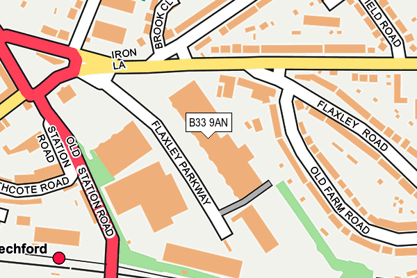 B33 9AN map - OS OpenMap – Local (Ordnance Survey)