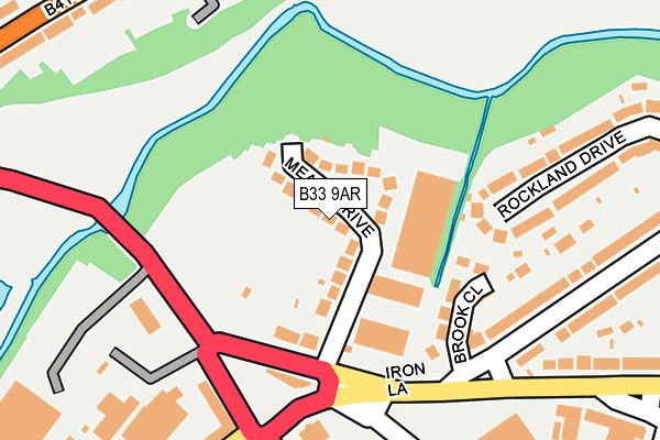 B33 9AR map - OS OpenMap – Local (Ordnance Survey)