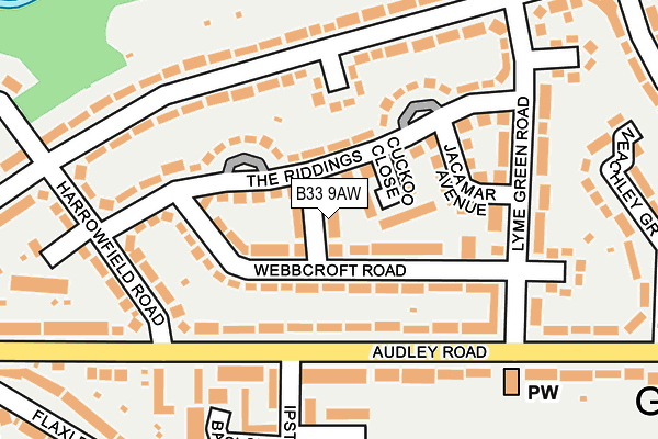 B33 9AW map - OS OpenMap – Local (Ordnance Survey)