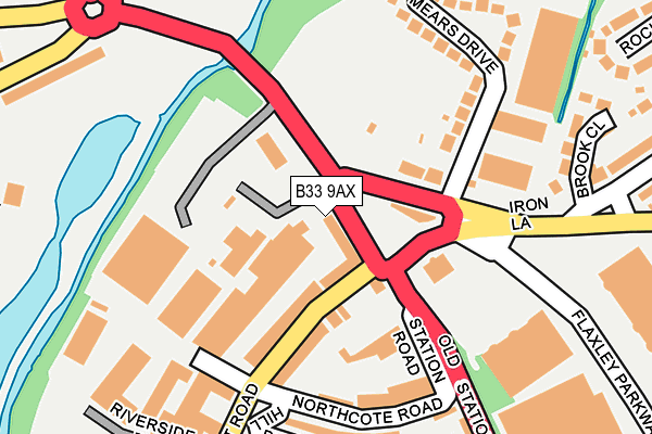 B33 9AX map - OS OpenMap – Local (Ordnance Survey)